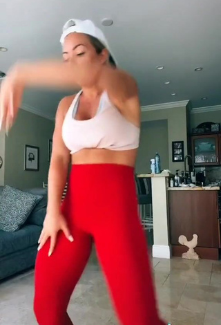 3. Hot Mandy Rose in Red Leggings