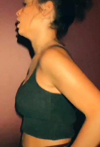 Sexy Margaux Letellier Shows Cleavage in Black Crop Top and Bouncing Tits