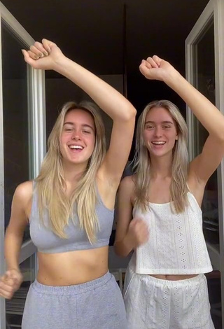 1. Desirable Maxime & Sophie Shows Cleavage in Black Crop Top and Bouncing Tits