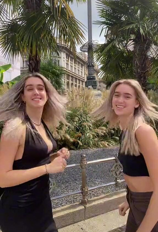 3. Sexy Maxime & Sophie Shows Cleavage in Black Crop Top and Bouncing Breasts