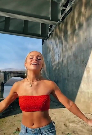 1. Desirable Morgan Moyer in Red Tube Top at the Beach