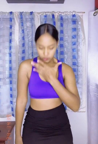 Hot Nany Flow Shows Cleavage in Blue Sport Bra and Bouncing Boobs