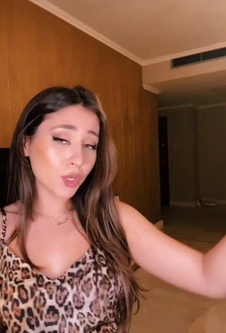 3. Sexy Nicole Cherry Shows Cleavage in Leopard Crop Top