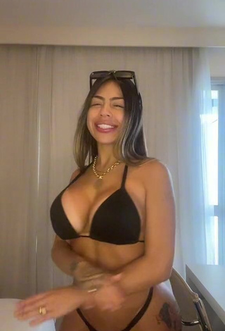 Hot Camila Xavier Shows Cleavage in Black Bikini (Underboob)