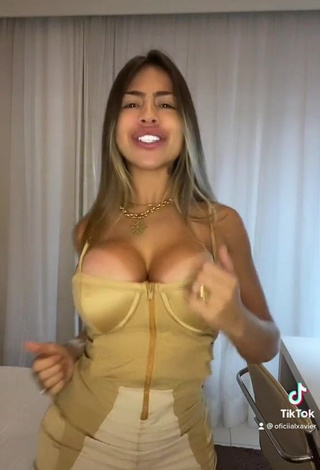 4. Hot Camila Xavier Shows Cleavage in Dress and Bouncing Big Boobs