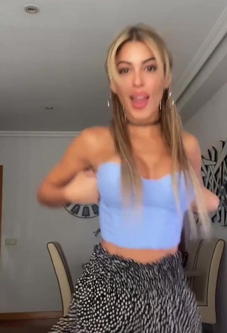 1. Beautiful Oriana Marzoli Shows Cleavage in Sexy Blue Crop Top