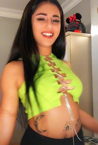 1. Hot Meryem in Light Green Crop Top