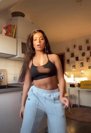 Sabrine Khan in Inviting Black Crop Top and Bouncing Boobs