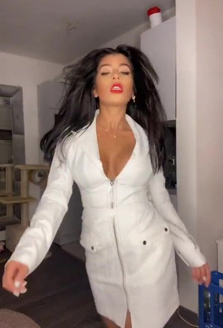 1. Seductive Sabrine Khan Shows Cleavage in White Dress and Bouncing Boobs