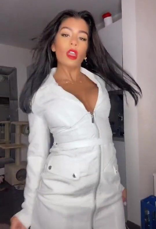 3. Seductive Sabrine Khan Shows Cleavage in White Dress and Bouncing Boobs