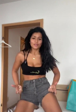 Sabrine Khan Shows Cleavage in Sexy Black Crop Top and Bouncing Tits