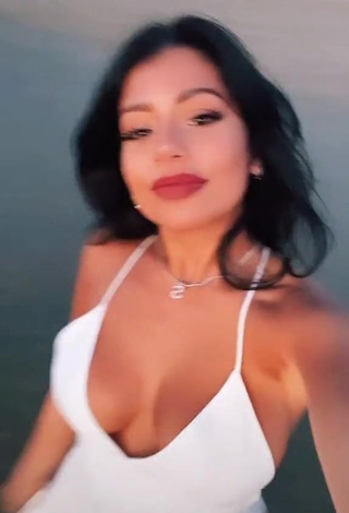 Beautiful Sabrine Khan Shows Cleavage in Sexy White Dress