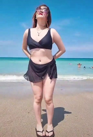 3. Sweet San Chan Claudia in Cute Black Bikini at the Beach