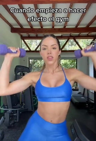 Cute Silvana Araujo Shows Cleavage in Blue Sport Bra