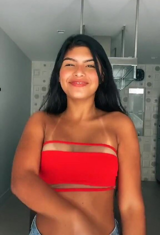 Sensual Thaina Amorim in Red Bikini Top and Bouncing Boobs