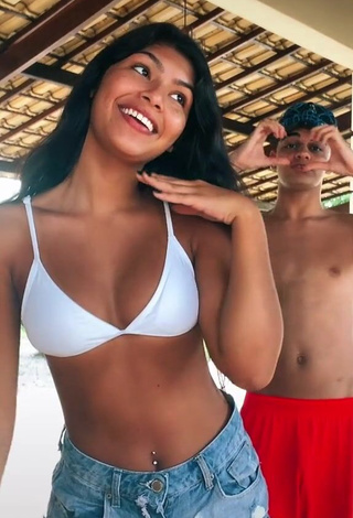 4. Thaina Amorim Shows Cleavage in Hot White Bikini Top