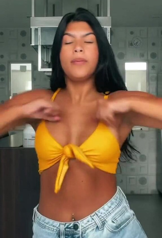 1. Sweetie Thaina Amorim in Yellow Bikini Top and Bouncing Boobs