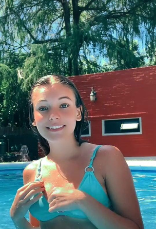 3. Beautiful Tizimentu Shows Cleavage in Sexy Blue Bikini Top at the Swimming Pool