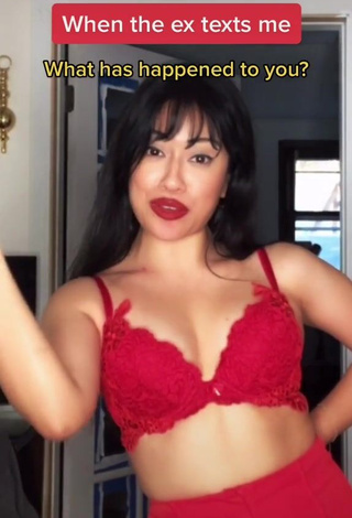 Gorgeous Violeta Shows Cleavage in Alluring Red Bra