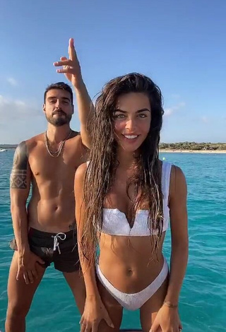 Hottie Violeta Mangriñán in White Bikini in the Sea