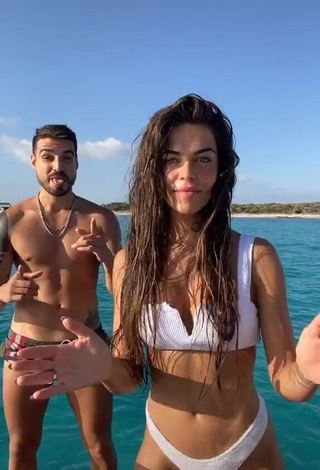 Beautiful Violeta Mangriñán in Sexy White Bikini in the Sea