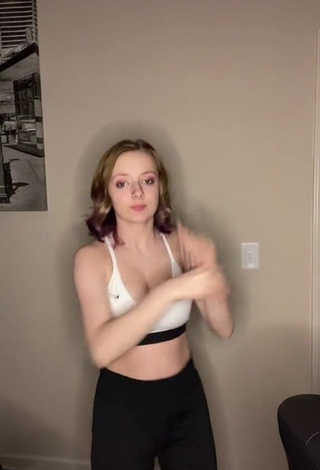 1. Sexy Cammy Shows Cleavage in White Sport Bra and Bouncing Tits