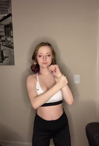 3. Sexy Cammy Shows Cleavage in White Sport Bra and Bouncing Tits