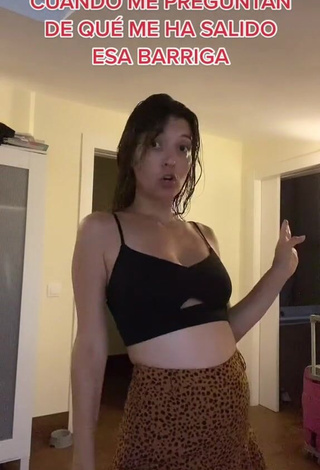 3. Cute Alba Vera Shows Cleavage in Black Crop Top and Bouncing Boobs