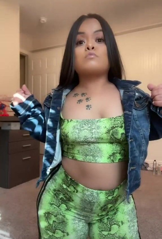 4. Sexy Amanda Salinas in Snake Print Crop Top