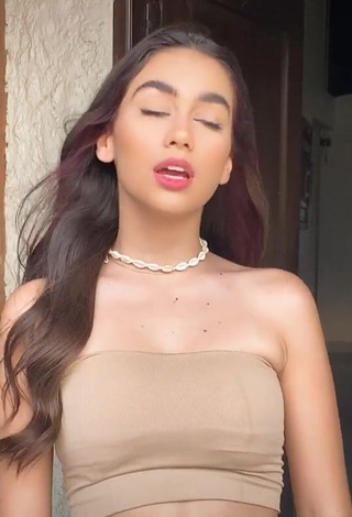 1. Hot Anahí in Beige Tube Top