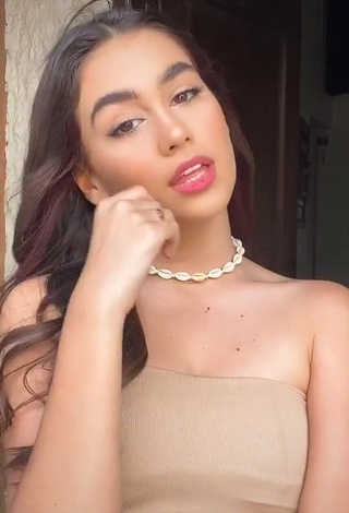 3. Hot Anahí in Beige Tube Top