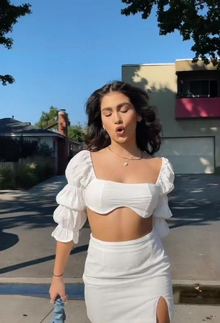 3. Desirable Anahí in White Crop Top in a Street