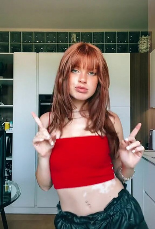 1. Sexy Aurora Sheaves in Red Crop Top