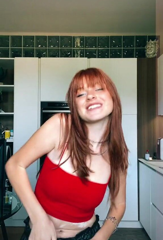 Sexy Aurora Sheaves in Red Crop Top