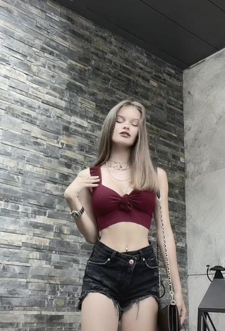 Desirable Belen Kasacı in Red Crop Top