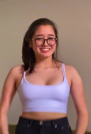 Cute Beatriz Sayuri Shows Cleavage in White Crop Top and Bouncing Breasts