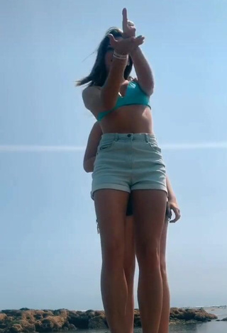 1. Sexy EstelleTvo in Blue Bikini Top at the Beach