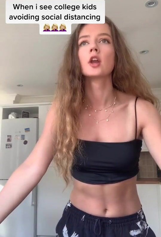 Hot Eva Preskey in Black Crop Top