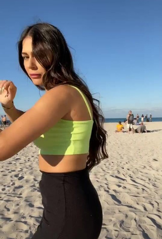 1. Sexy Ezgi Gizem Akdogan in Lime Green Crop Top at the Beach