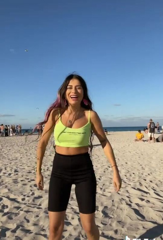 3. Sexy Ezgi Gizem Akdogan in Lime Green Crop Top at the Beach