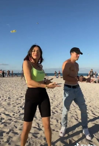 4. Sexy Ezgi Gizem Akdogan in Lime Green Crop Top at the Beach