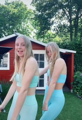 3. Hot Finja & Svea in Blue Leggings