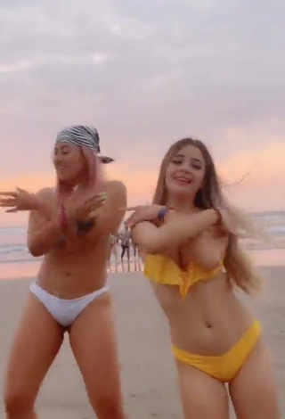 Amazing Fernanda Villalobos in Hot Yellow Bikini at the Beach