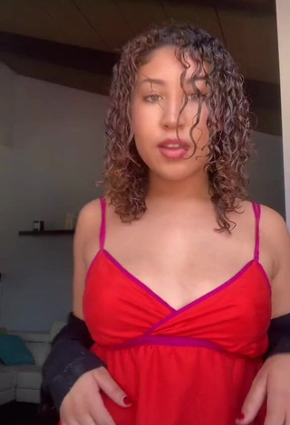 Hot Inaya Ashanti Shows Cleavage in Red Top