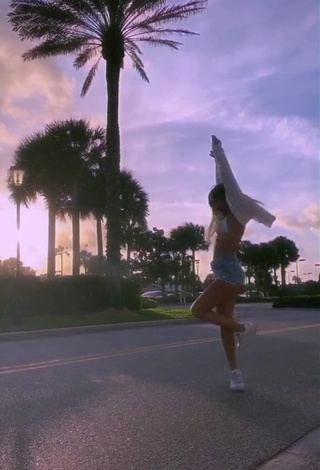 1. Beautiful Ali Marie in Sexy White Bikini Top in a Street