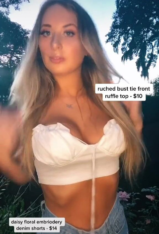 1. Pretty Ali Marie Shows Cleavage in White Crop Top