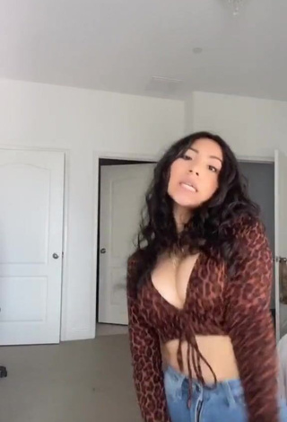 3. Hottest Jazlyn G Shows Cleavage in Leopard Crop Top