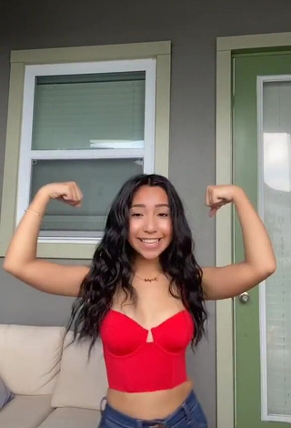 Seductive Jazlyn G in Red Crop Top