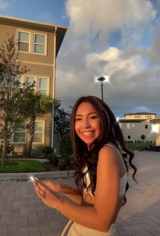 Amazing Jazlyn G in Hot White Crop Top