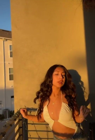 3. Hot Jazlyn G in White Bodysuit on the Balcony